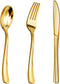 Goodluck 150 Gold Plastic Silverware Set, Disposable Plastic Cutlery of 50 Gold Forks, 50 Gold Spoons, 50 Gold Knives