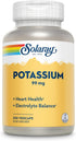 Solaray Potassium 99mg - 200 Count for Fluid & Electrolyte Balance, Heart, Nerve & Muscle Function Support