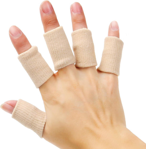 20 Pieces Elastic Finger Compression Sleeves for Arthritis Pain Relief, Trigger Finger, Sport (Beige Thumb Splint Brace)