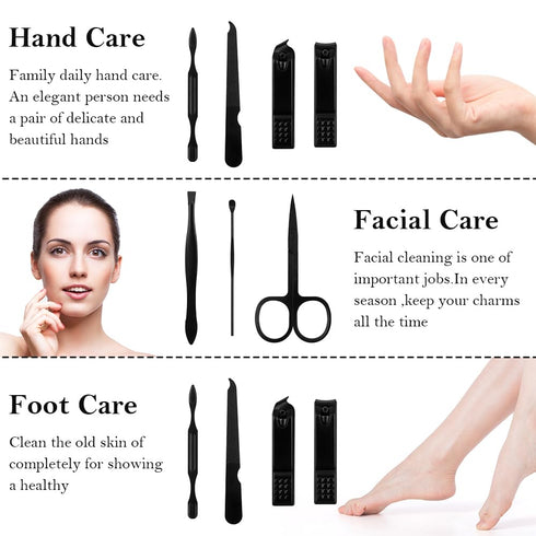 Manicure Set, 8 In 1 Professional Nail Clipper Kit, Stainless Steel Grooming Tool for Men Teens