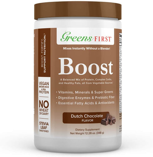Greens First Boost - Plant-Based Protein & Balanced Nutrition, Superfood Shake Mix, Dairy-Free, Vegan