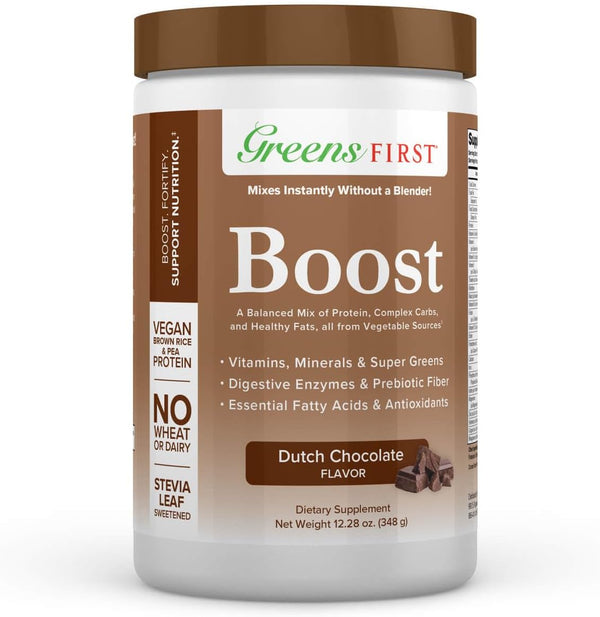 Greens First Boost - Plant-Based Protein & Balanced Nutrition, Superfood Shake Mix, Dairy-Free, Vegan