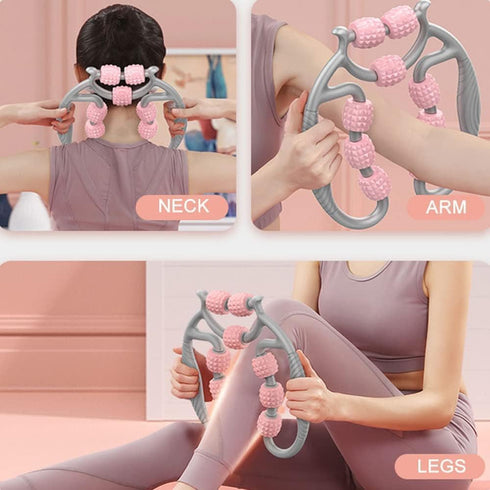 TOMOO 4 Clamps-360 (9 Wheels Muscle Roller Massager Circular Leg Muscle Roller for Leg Neck Hand Arm Muscle Relax