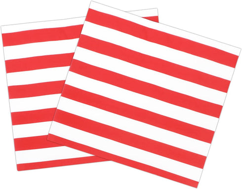 Disposable 2-ply Party Napkins, Striped Chevron Polka Dot Paper Napkins for Birthday, 60-Count, 13" x 13" Red