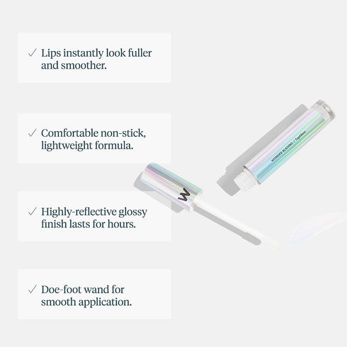 Wonderskin Lip Gloss Blading Top Gloss, Clear Glitter Lip Gloss, Hydrating and High Shine Finish Lip Makeup (Clear