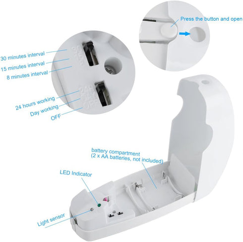 Automatic Air Freshener Dispenser, Wall Mount or Free Standing Aerosol Spray Perfume Dispenser for Bathroom, Hotel,