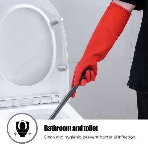 IUCGE 1 3 Rubber cleaning gloves or Pairs for kitchen,Cotton Lining,Dishwashing gloves long with lined,Reuseable.