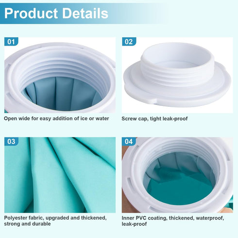Ice Packs for Injuries - Reusable Thickened Ice Bags with Elastic Support Wrap, Hot & Cold Therapy, 3 Sizes