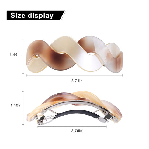 Large Hair Clips (3 Count) - Elegant French Barrettes for Thick Hair, 3pcs Retro Hair Accessories for Women Daily Wear