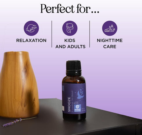 Sleep Essential Oil Blend for Diffuser - Snooze Blend Essential Oil for Sleep with Lavender Roman Chamomile Cedarwood and More - Sleep Aromatherapy Oil Blend for Peaceful Nighttime Relaxation