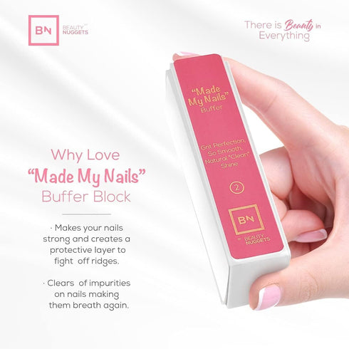 Made My Nails Buffer, Ultimate Shine 3 Way Nail Buffing Block with Professional Nail File 120/180 Grit-Perfect All in One Manicure Tool for Smooth, Shiny, Twinkling Nails