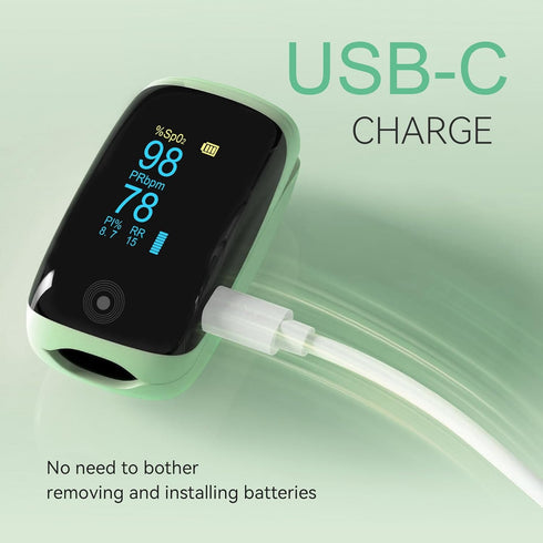 Spo2 6 Fingertip Pulse Oximeter with Respiration Rate Monitoring, PI & RR Measurements, Rechargeable Blood Oxygen