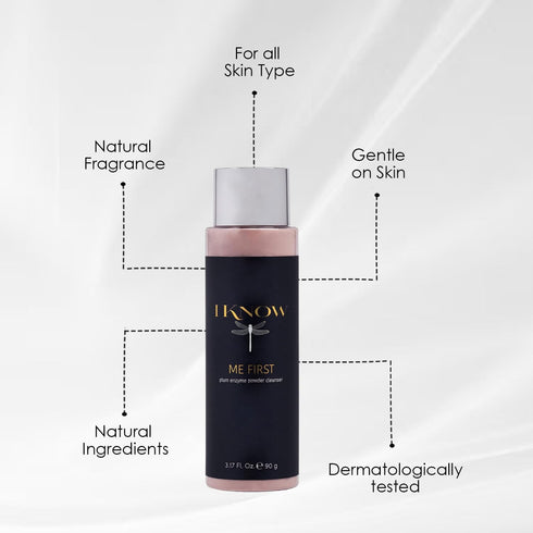 IKNOW ME FIRST Plum Enzyme Powder - Gentle Facial Scrub Cleanser for Radiant Skincare - 3.17oz