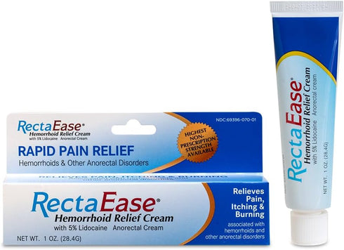 5% Lidocaine Hemorrhoid Relief Cream 1 oz Tube, Rapid Numbing Relief for Itch and Burn, Anorectal Treatment