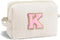 Initial Makeup Bag, Personalized Cosmetic Bag for Women, Monogrammed Travel Toiletry Bag, K