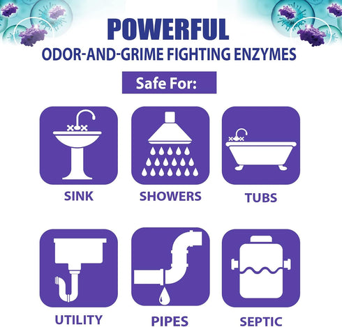 SANI 360° Sani Sticks Drain Cleaner and Deodorizer, Enzyme Pipe Cleaners for Sinks, Bathtub Drains, Septic Tanks, 24
