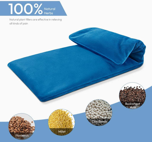 Microwavable Heating Pad with Washable Cover, 8 x 18 for Neck and Shoulders, Moist Heat Compress for Joints (Light Blue)
