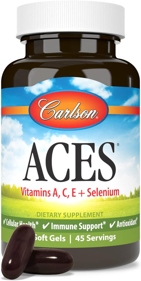 Carlson - ACES Vitamins A, C, E + Selenium, Cellular Health & Immune Support, Antioxidant, 90 Softgels