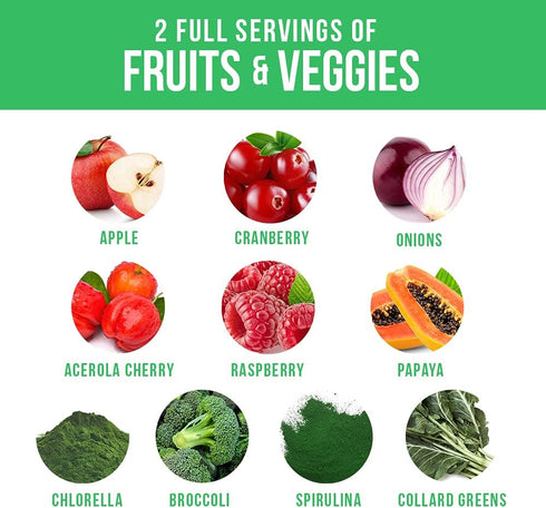 InnoSupps Full Spectrum Reds & Greens - 2 Servings of Fruits + Veggies, Spirulina, Chlorella, Antioxidants