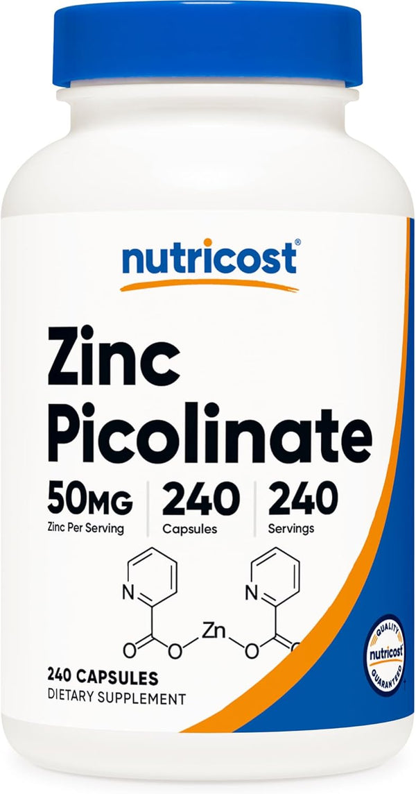 Nutricost Zinc Picolinate 50mg, 240 Vegetarian Capsules, Gluten Free and Non-GMO