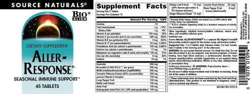Source Naturals Aller-Response, Seasonal Immune Support, 45 Tablets