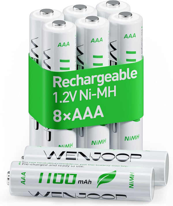 WENJOOP Rechargeable AAA Batteries 8 Pack 1100mAh 1.2V NiMH High Capacity, Low Self
