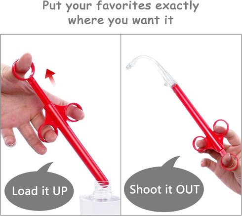 HOTTOK (2-Pack 6.5" 10ml Lube Applicator Injectors & Travel Pouch) - long Precision Reusable Personal Lubricant