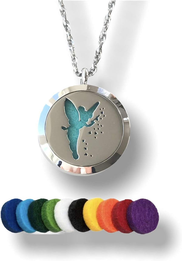 FIKA Tinkerbell Air Freshener Diffuser Necklace Locket, Aromatherapy Essential Oil, Great for Travel Pads