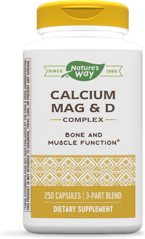 Nature’s Way Calcium-Magnesium-Vitamin D3 - Bone Health & Muscle Function - Gluten & Dairy Free - 250 Capsules