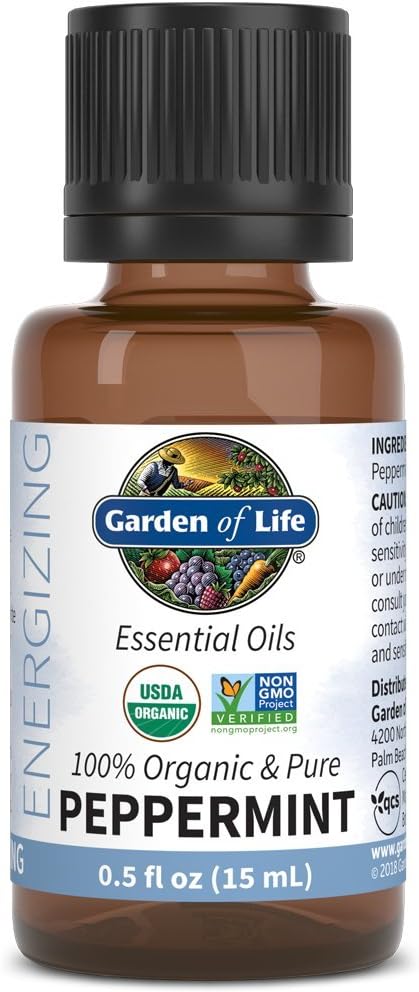 Garden of Life Peppermint Essential Oil, 0.5 fl oz (15 mL), 100% USDA Organic for Diffuser & Aromatherapy
