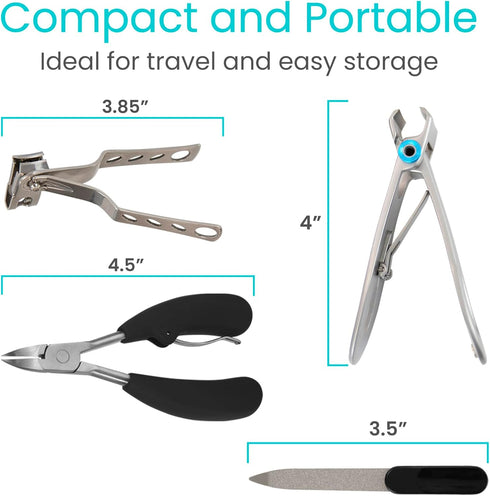 Vive Toenail Clippers for Thick Nails - Heavy Duty Podiatrist Trimmers for Seniors, Fingernail Care Set