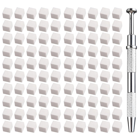 100 Pcs White Soft Nail Sponges, Ombre Nail Sponge Metal Grabber, Nail Brush Accessories for Manicure Art Tools