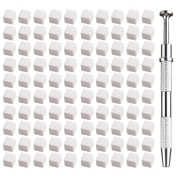 100 Pcs White Soft Nail Sponges, Ombre Nail Sponge Metal Grabber, Nail Brush Accessories for Manicure Art Tools