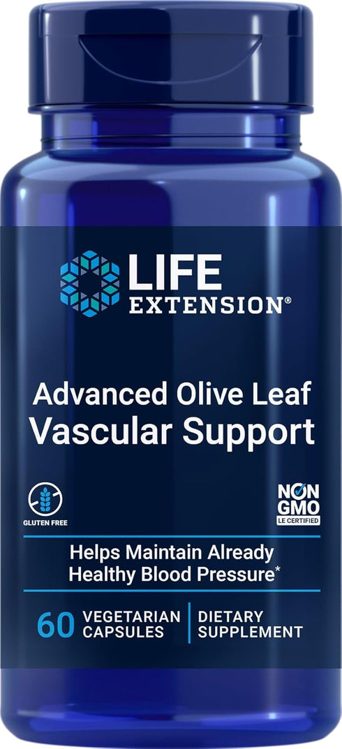 Life Extension Advanced Olive Leaf Vascular Support - Promotes Cardiovascular & Circulatory Health, 60 Vegetarian