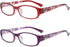 Reading Glasses 3.0 Blue Light Blocking for Women - Ladies Rectangular Frame Computer Readers with Spring Hinge (2-Pack)