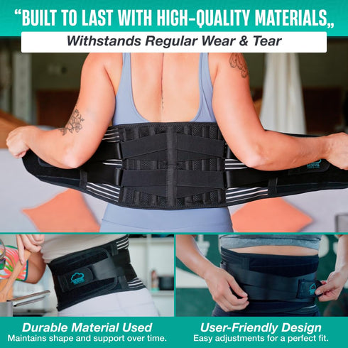 Modvel Back Braces for Lower Back Pain Relief with 6 Stays, Breathable Support Belt for Men/Women, Anti-skid Lumbar