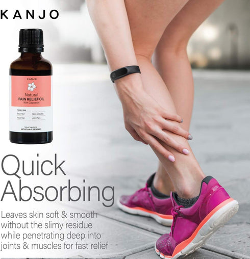 Kanjo Natural Pain Relief Oil | for Back & Neck, Joints & Muscles | Helps Soothe Sore Muscles with Warming Capsaicin