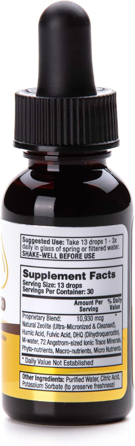 1 oz Bottle Fulvic and Humic Acid Immune Gut Support - 100% Bioavailable Pure Liquid Zeolite Suspension Enhanced with