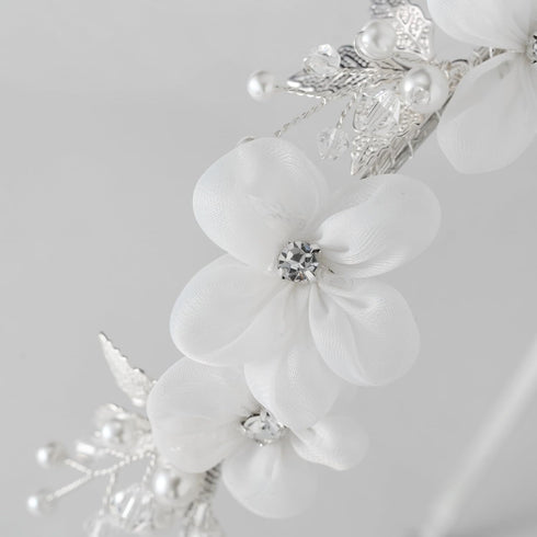 SWEETV Silver Flower Girl Headpiece for Wedding, Communion Headband for Girls, Princess Crystal Hair Accessories