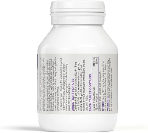 Bio Island Lysine Step Up for Youth, 60 Chewable Tablets