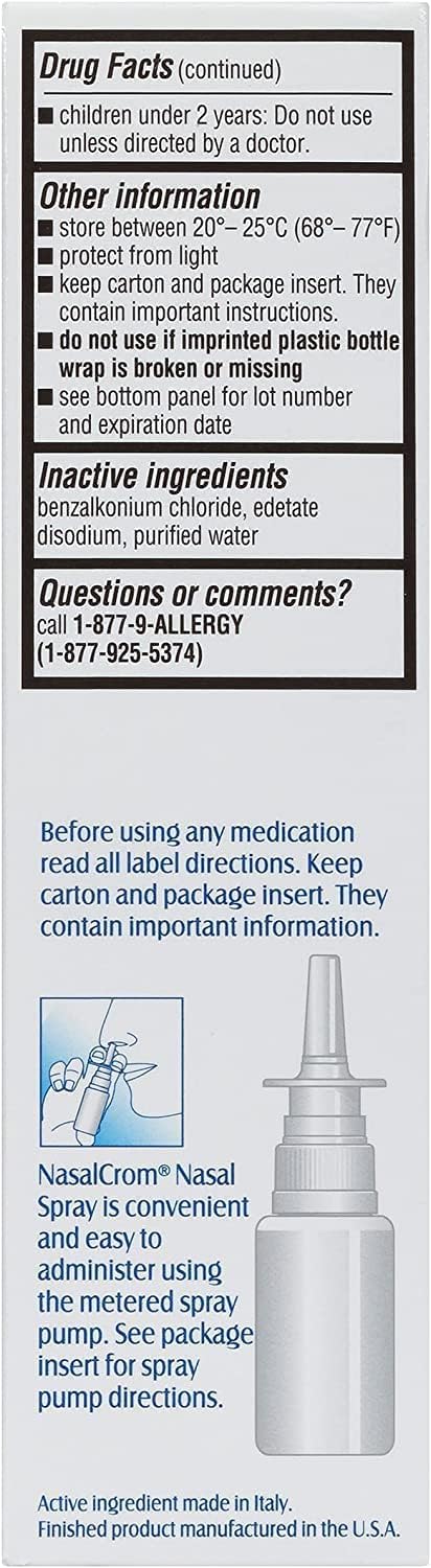 NasalCrom Allergy Symptom Controller Nasal Spray | 200 Sprays | .88 FL OZ