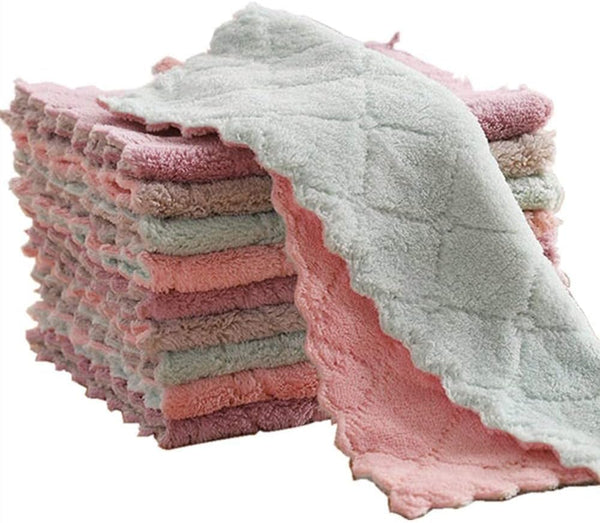 10-Pack Microfiber Cleaning Cloth Dish Towels, Reusable Double-Sided Household Cleaning Cloths for Kitchen, Glass
