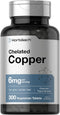 Horbaeach Chelated Copper Supplement 6mg | 300 Tablets | Vegetarian, Non-GMO, Gluten Free