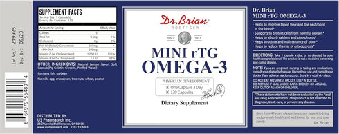 Dr.Brian Fish Oil Supplement 130 Softgel, 500mg rTG Omega-3 with EPA/DHA, Supports Heart Brain Health