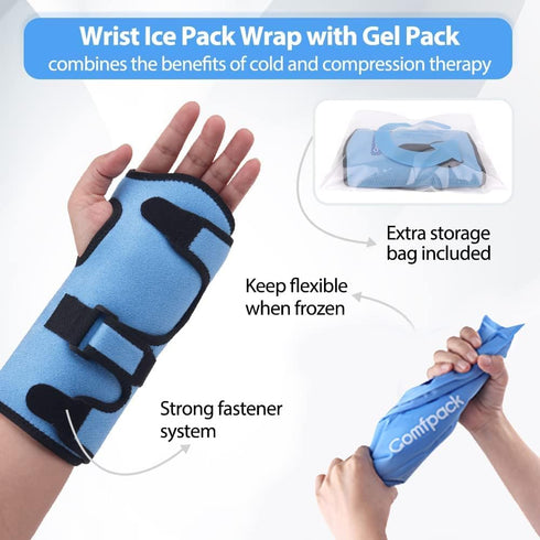 Wrist Ice Pack Wrap - Reusable Hot Cold Therapy for Carpal Tunnel, Arthritis Pain Relief, Swelling, Surgery