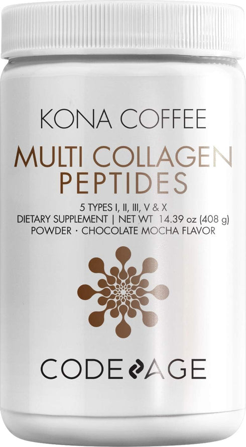 Codeage Multi Collagen Peptides Protein Powder - 14.39oz - Chocolate Mocha Instant Coffee, Low Calories Drink & Shake