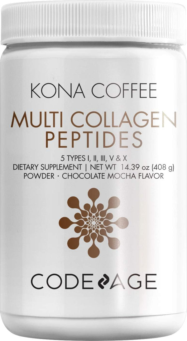 Codeage Multi Collagen Peptides Protein Powder - 14.39oz - Chocolate Mocha Instant Coffee, Low Calories Drink & Shake