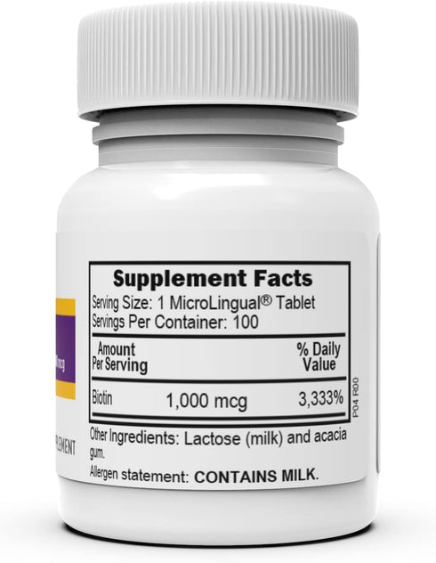 Superior Source Biotin 1000 mcg, Quick Dissolve MicroLingual Tablets, 100 Count, Supports Hair, Skin, Nail Growth