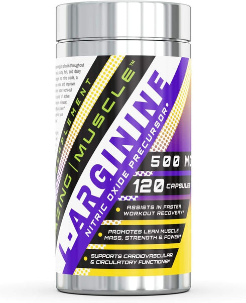L-Arginine Essential Amino Acid Supplement, 500 Mg Per Serving, 120 Capsules