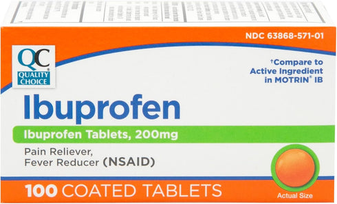 Quality Choice Ibuprofen Tablets, 200 mg, Pain Reliever and Fever Reducer, 100 Count